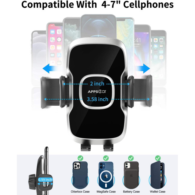 Тримач для телефону APPS2Car на лобове скло, чорний (3030)