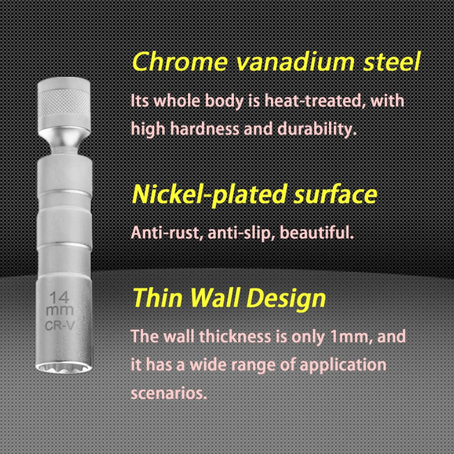  Універсальний магнітний ключ ZKTOOL ‎ZKEU028 для свічок запалювання, 14мм (4152)