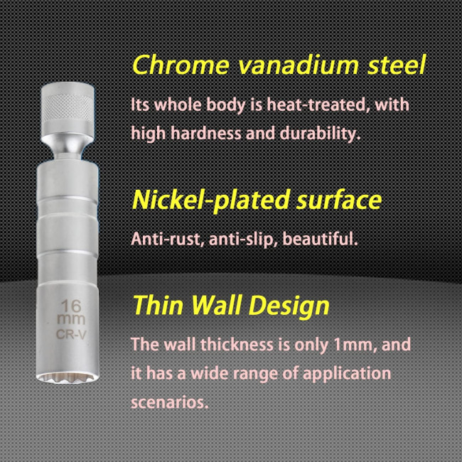 Універсальний магнітний ключ ZKTOOL ‎ZKEU029 для свічок запалювання, 16мм (4153)