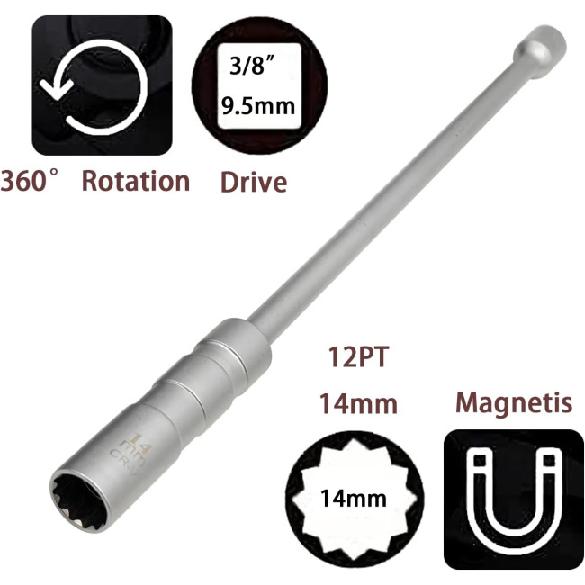  Універсальний магнітний ключ  ZKTOOL ‎ZKEU043  для свічок запалювання, 14мм (4151)