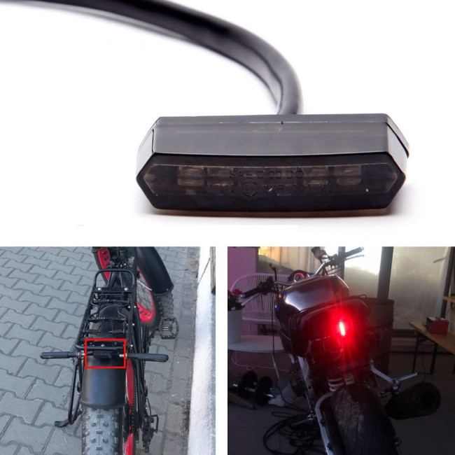  Універсальний мотоциклетний задній ліхтар DREAMIZER ‎FBA-EUYDEUJME071, 12 V 6 LED, чорний (4053)