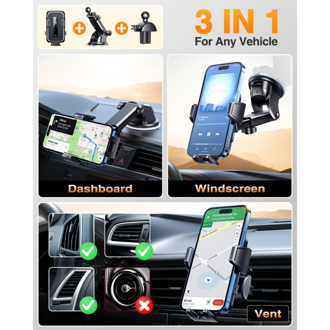 VANMASS Оновлений автомобільний тримач CTVK61 для телефону, чорний (5078)