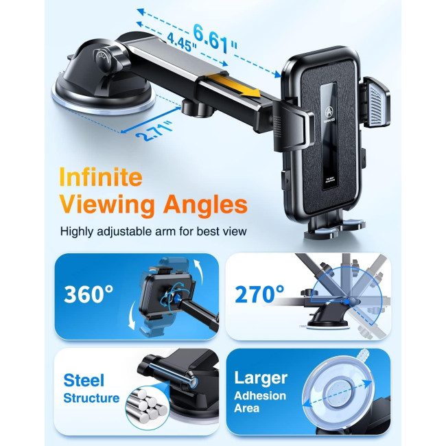 VANMASS Оновлений автомобільний тримач CTVK61 для телефону, чорний (5078)