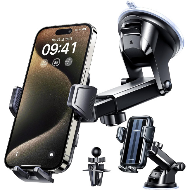 VANMASS Патентоване безпечне кріплення для мобільного телефону, чорне (5077)