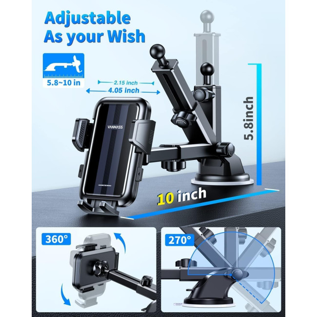 VANMASS Патентоване безпечне кріплення для мобільного телефону, чорне (5077)