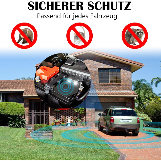 Warmfay Автомобільний відлякувач куниць, 2 режими з багаточастотним ультразвуком та спалахом, 12 В (5030)