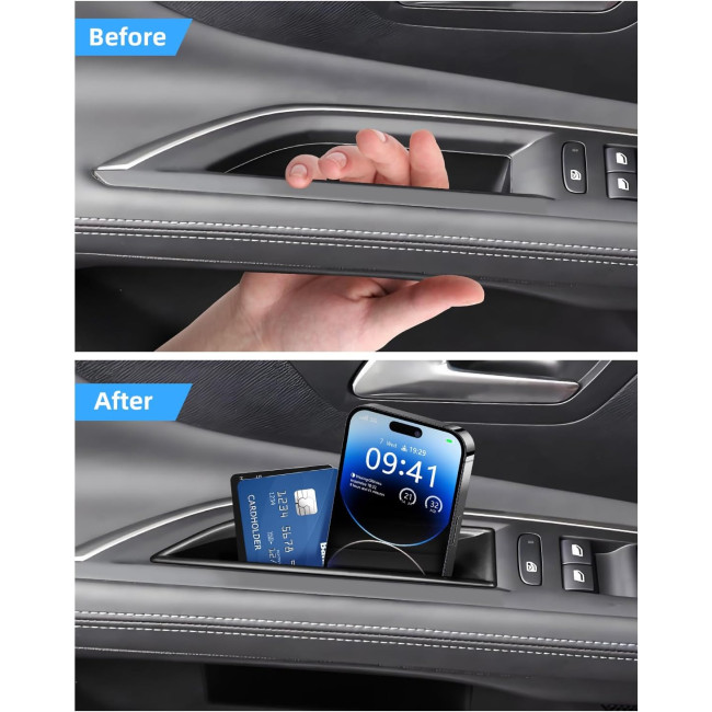 Ящик для зберігання передніх дверних ручок LANGBEAN для Peugeot 3008, чорний (4018)