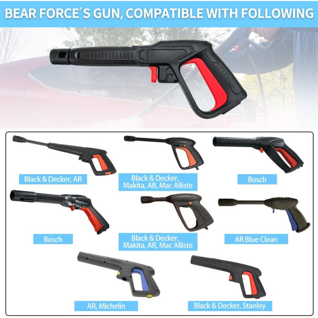 Змінний розпилювач Bear Force sb100 для мийки високого тиску з струменевим шлангом та шлангом 10 м, сумісний з Bosch, AR Blue Clean, Black & Decker (2023)