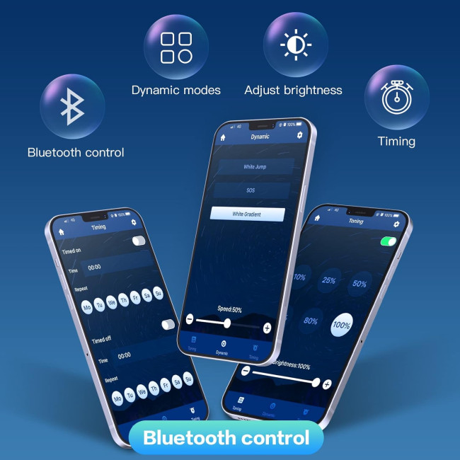 Белые светодиодные ленты WOBSION CL07-6000 5м. Bluetooth и ИК-пульт дистанционного управления, с регулируемой яркостью, 300 светодиодов (0053)