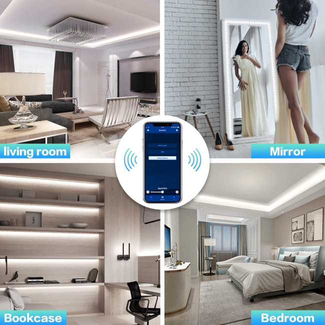 Белые светодиодные ленты WOBSION CL07-6000 5м. Bluetooth и ИК-пульт дистанционного управления, с регулируемой яркостью, 300 светодиодов (0053)