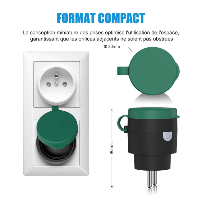 Бездротова розетка SURNICE для зовнішнього використання, IP44, радіус дії 40 м, 2300 Вт, зелена (2113)