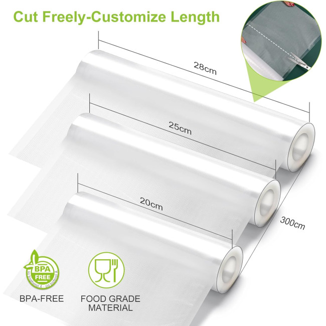 Bonsenkitchen Вакуумні рулони VB3217, 20 / 25 / 28 x 300 см, 3 рулони, прозорі (5008)