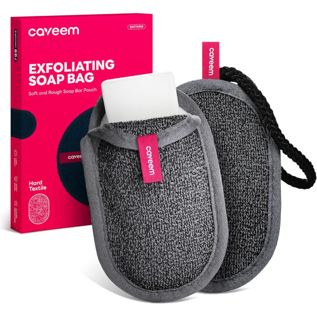 CAVEEM Мішечок для мила CSB001, з губкою для душу (2 шт.), сірий (5100)