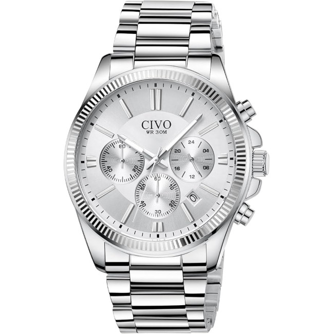 Чоловічі годинники CIVO 8351C з нержавіючої сталі, білий (4081)