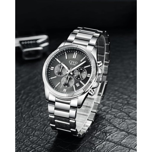 Чоловічі годинники CIVO 8351C з нержавіючої сталі, чорний (4082)