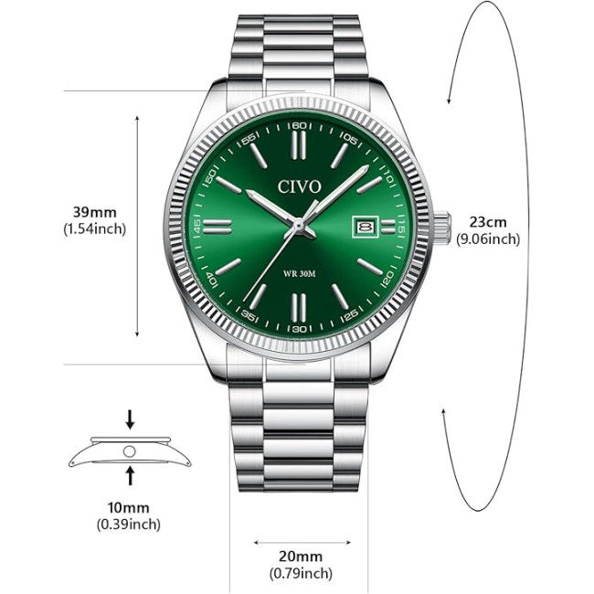 Чоловічий годинник CIVO 8348 з нержавіючої сталі, аналоговий, водонепроникний, кварцовий (3126)