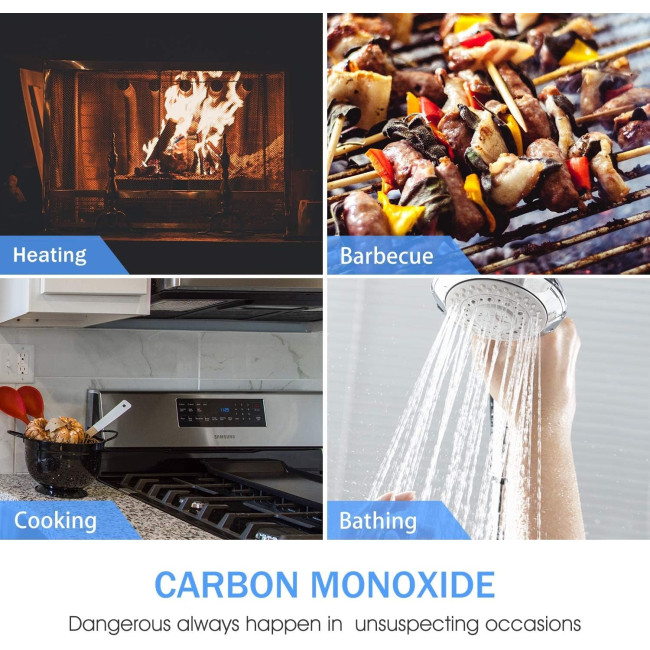 Детектор чадного газу HEIMAN WS-725ES WLAN Wi-Fi, детектор CO, розумний детектор чадного газу з додатком Tuya та SmartLife, білий (0069)