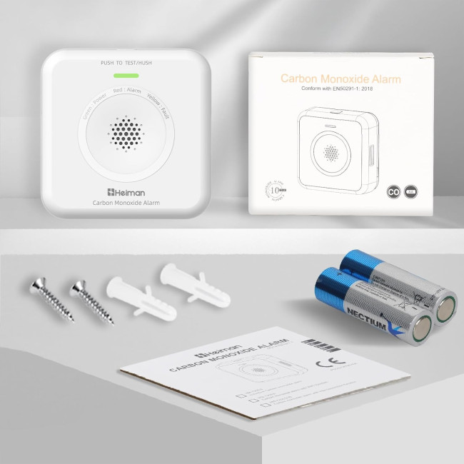 Детектор чадного газу HEIMAN WS-725ES WLAN Wi-Fi, детектор CO, розумний детектор чадного газу з додатком Tuya та SmartLife, білий (0069)