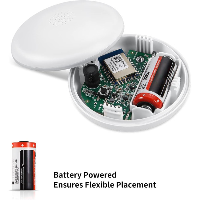 Детектор протікання води HEIMAN WS2WL з батареєю, розумний датчик води, 75 дБ WiFi 2,4 ГГц для кухні, підвалу та ванної кімнати, білий (0067)