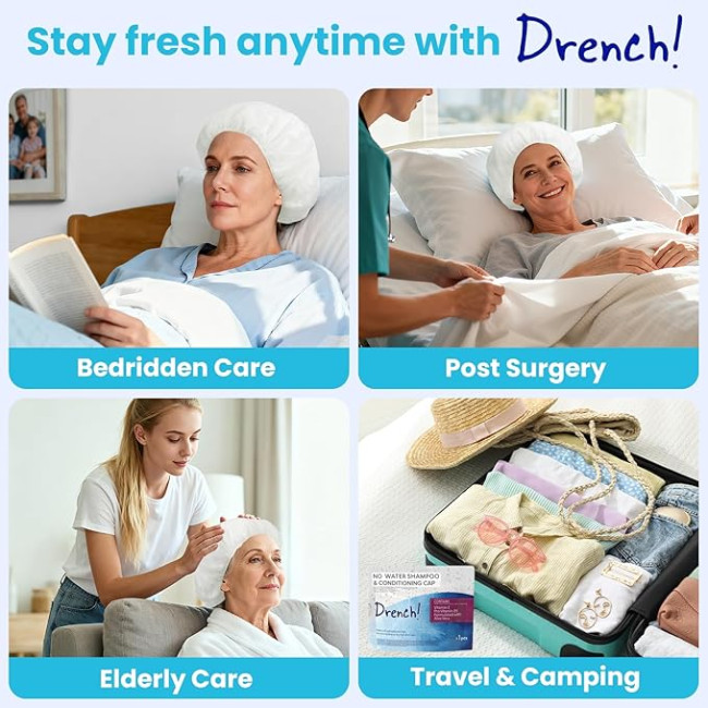 Drench Капсули для миття сухого волосся Drench01 для літніх людей, містить алое вера, вітамін Е, B5-6 (5136)