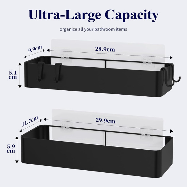 Душова полиця Kitsure, органайзер для ванної кімнати , 2 шт, швидковисихаюча полиця для ванної кімнати без свердління з великою місткістю (2077)