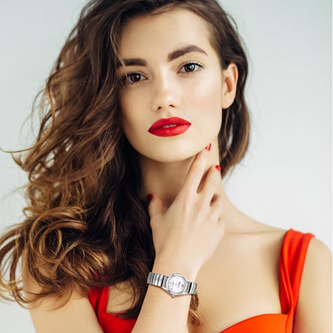 JewelryWe аналоговий кварцовий наручний годинник JW399P0019, твердий браслет з нержавіючої сталі. срібний (5104)