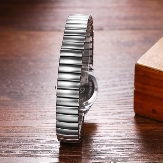 JewelryWe аналоговий кварцовий наручний годинник JW399P0019, твердий браслет з нержавіючої сталі. срібний (5104)