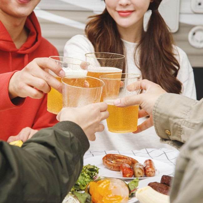 Келихи для вина LYLIDIA з твердого пластику об'ємом 400 мл., 20 шт. 14 унцій, із золотим блиском, для шампанського, пива, коктейлів (2066)