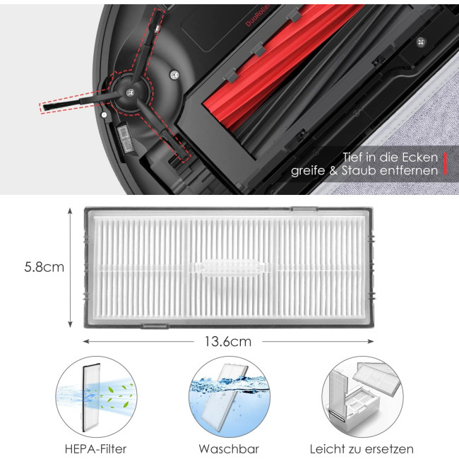 Комплект аксесуарів oGoDeal для Roborock S8/S8+/S8 Plus, 1 основна роликова щітка, 4 бічні щітки, 4 фільтри, 4 серветки для швабри (0129)