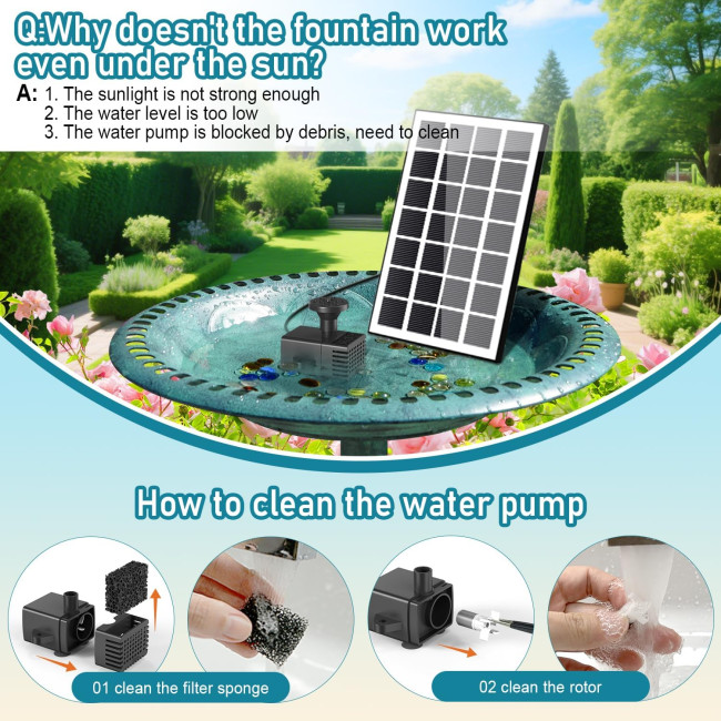 Комплект сонячного фонтану SZMP SP29D1A, працює в хмарному середовищі, чорний (3034)