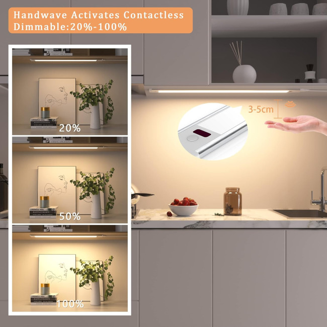 Кухонні світильники WOBSION CL-CG18-31 30см освітлення під кухонну шафу, натуральний білий колір 4000K з безконтактним датчиком (0061)