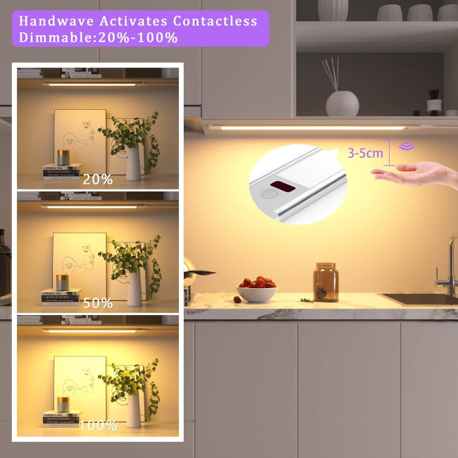 Кухонні світильники WOBSION CL-CG18-32 2шт. з безконтактним датчиком, 42 см освітлення під кухонну шафу, теплий білий колір 3000K (0060)