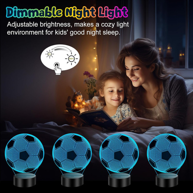 Лампа 3D-ілюзія Linkax з підсвічуванням футбольного м'яча з 16 змінами кольорів, нічник (0062)