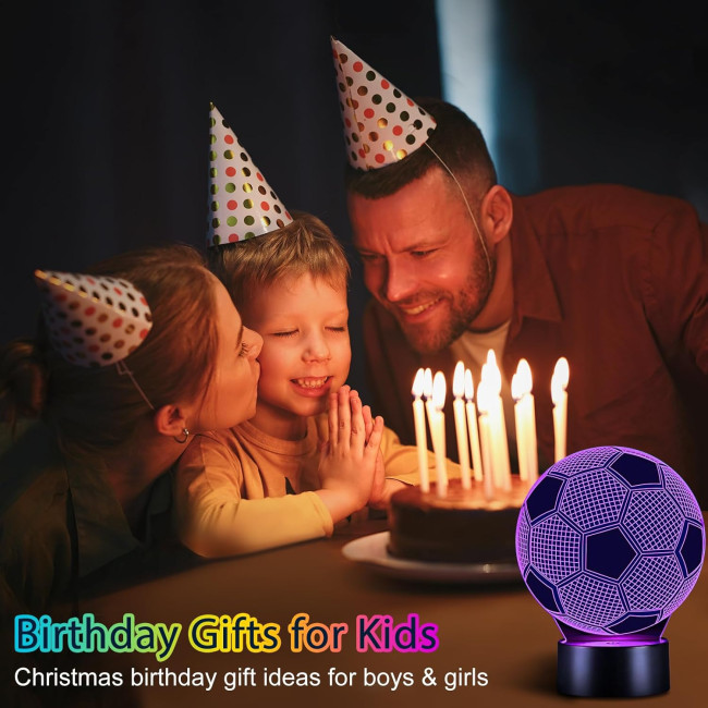 Лампа 3D-ілюзія Linkax з підсвічуванням футбольного м'яча з 16 змінами кольорів, нічник (0062)