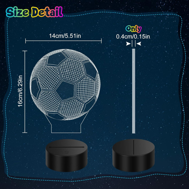 Лампа 3D-ілюзія Linkax з підсвічуванням футбольного м'яча з 16 змінами кольорів, нічник (0062)