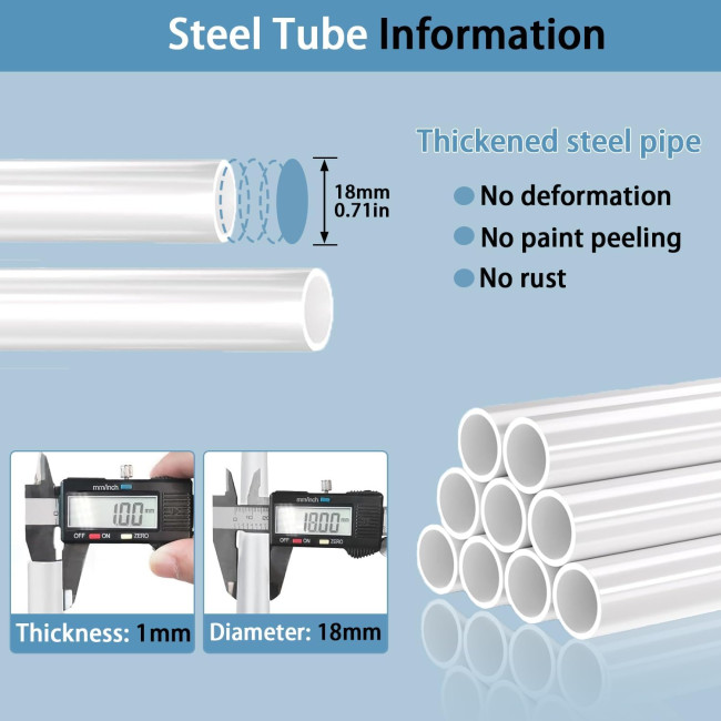 Міцна вішалка для одягу SMILOVII YJ-D02 з металевою подвійною вішалкою для пальто, 4 боковими гачками, 2-рівневою полицею для взуття, біла (0090)