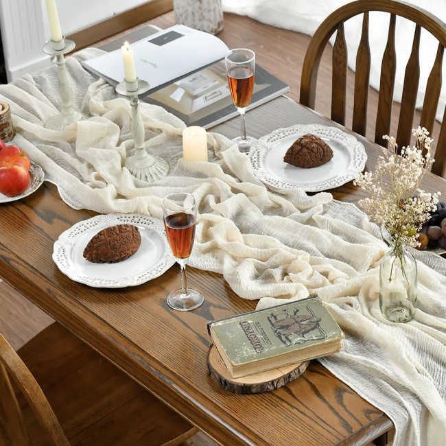 Марлевий весільний скатертинник Artoid Mode 300 см, бежевий (3023)