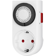 Механічний таймер HBN BND-50/G42N-VC, аналогова розетка для використання в приміщенні, 24-годинна програма, 16 A/3680 Вт, біла (0125)