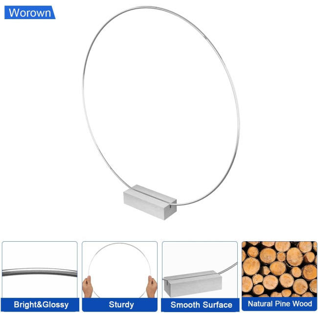 Металеві кільця Worown CRL389 з 6 штуками дерев'яних підставок для прикраси весільного столу, срібні (4086)
