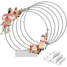 Металеві кільця Worown ‎CRL391 30 см з 6 штуками дерев'яних підставок для прикраси весільного столу, срібні (4087)