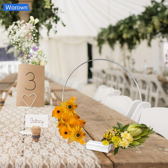 Металеві кільця Worown ‎CRL391 30 см з 6 штуками дерев'яних підставок для прикраси весільного столу, срібні (4087)