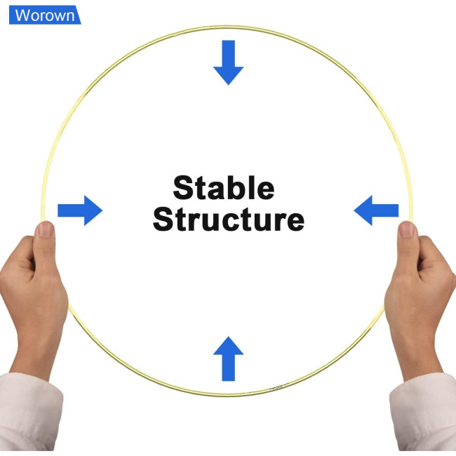 Металевий квітковий кілець Worown, 6 штук, з дерев'яними підставками для столу, золоті (4085)