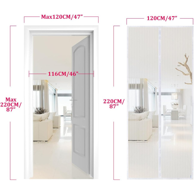 Москітна сітка Apalus BF003 для дверей 120 x 220 см, біла (4042)