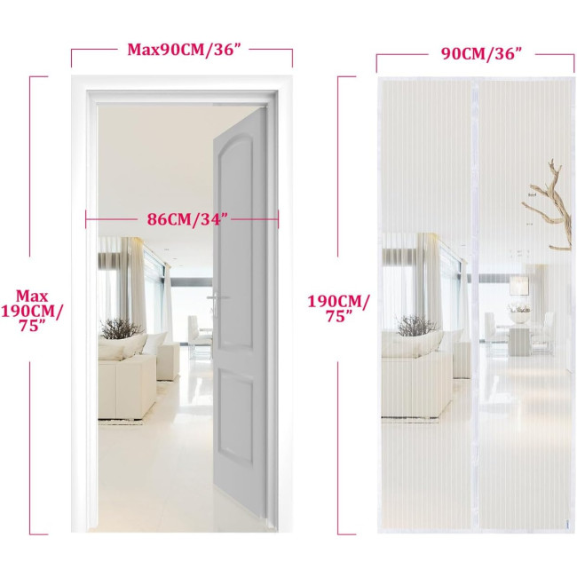 Москітна сітка Apalus BF003 для дверей 90 x 190 см, біла (4046)