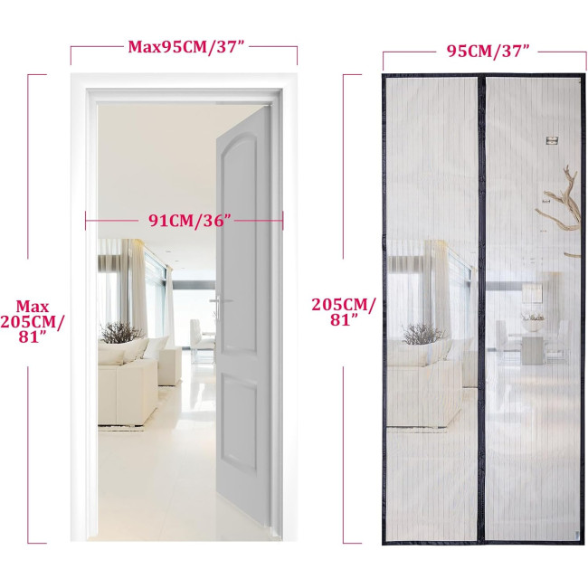 Москітна сітка Apalus BF003 для дверей 95 x 205 см, чорна (4039)