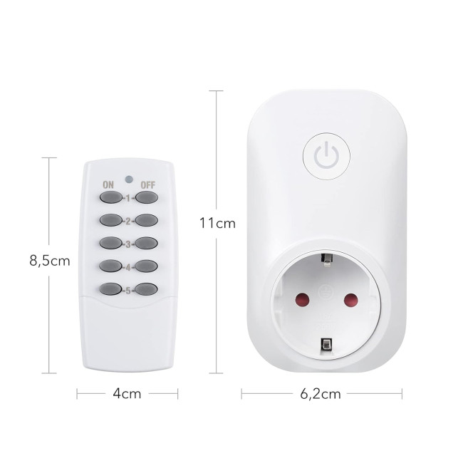 Набір радіорозеток HBN BNC-50/G75R з 5 розеток з 2 пультами дистанційного керування, 3680 Вт, вилка з дистанційним керуванням (0128)