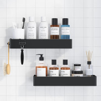 Набір з 2 нержавіючих органайзерів для ванної кімнати, міцний тримач для шампуню для душу, дуже великий, чорний (2082)