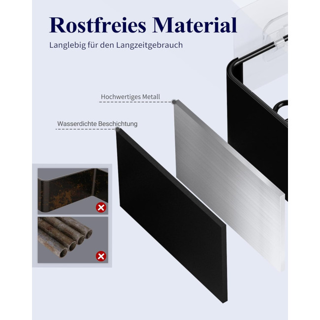 Набір з 2 нержавіючих органайзерів для ванної кімнати, міцний тримач для шампуню для душу, дуже великий, чорний (2082)