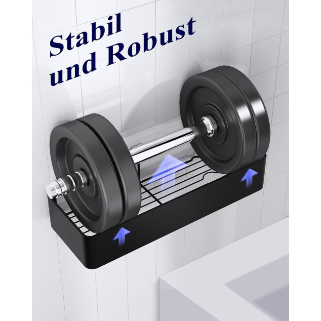 Набір з 2 нержавіючих органайзерів для ванної кімнати, міцний тримач для шампуню для душу, дуже великий, чорний (2082)