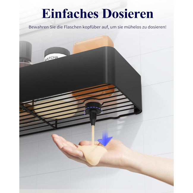 Набір з 2 нержавіючих органайзерів для ванної кімнати, міцний тримач для шампуню для душу, дуже великий, чорний (2082)